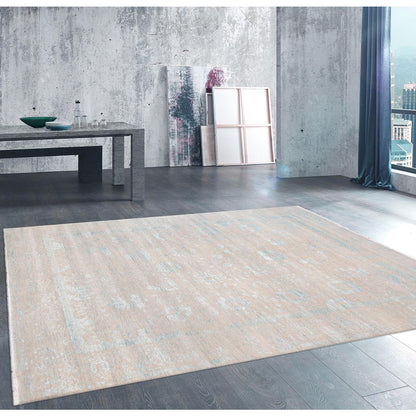 Transitional Hand-Knotted Bamboo Silk & Wool Area Rug