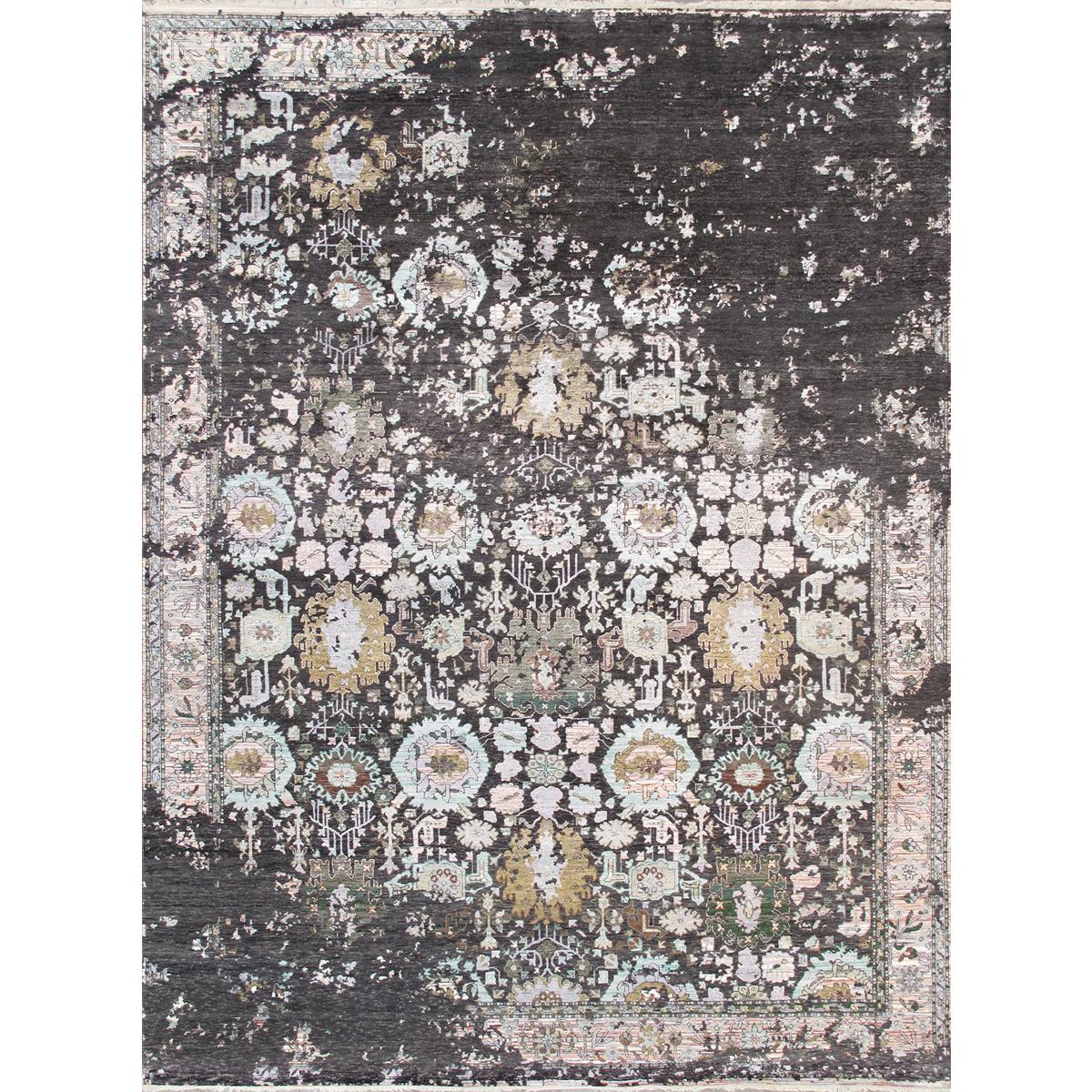 Transitional Hand-Knotted Bamboo Silk & Wool Area Rug