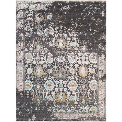 Transitional Hand-Knotted Bamboo Silk & Wool Area Rug