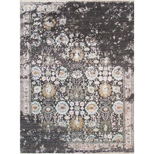 Transitional Hand-Knotted Bamboo Silk & Wool Area Rug