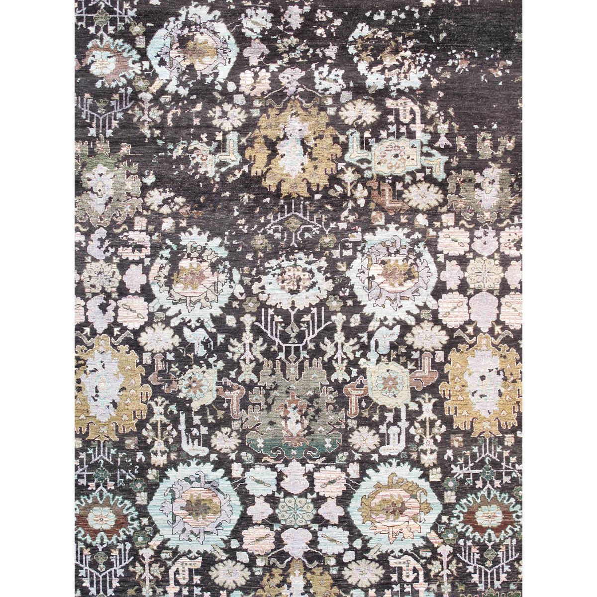 Transitional Hand-Knotted Bamboo Silk & Wool Area Rug