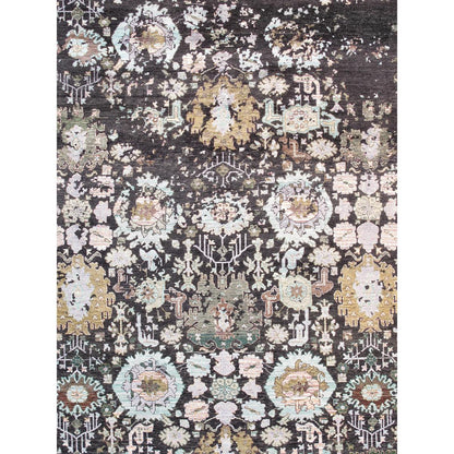 Transitional Hand-Knotted Bamboo Silk & Wool Area Rug