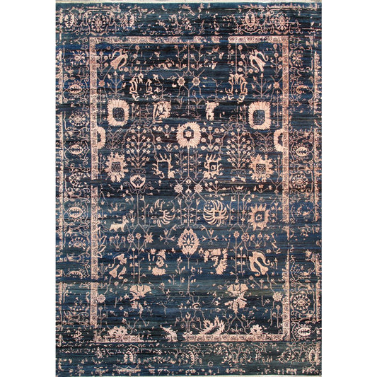 Transitional Hand-Knotted Bamboo Silk & Wool Area Rug