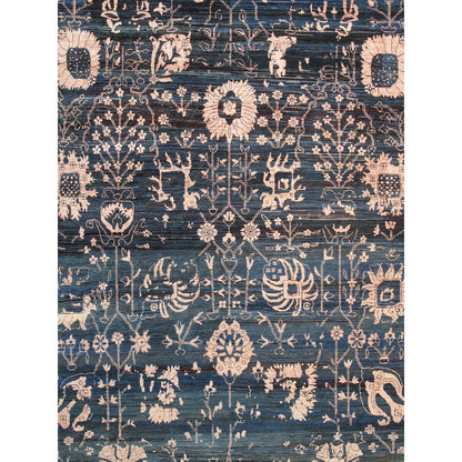 Transitional Hand-Knotted Bamboo Silk & Wool Area Rug