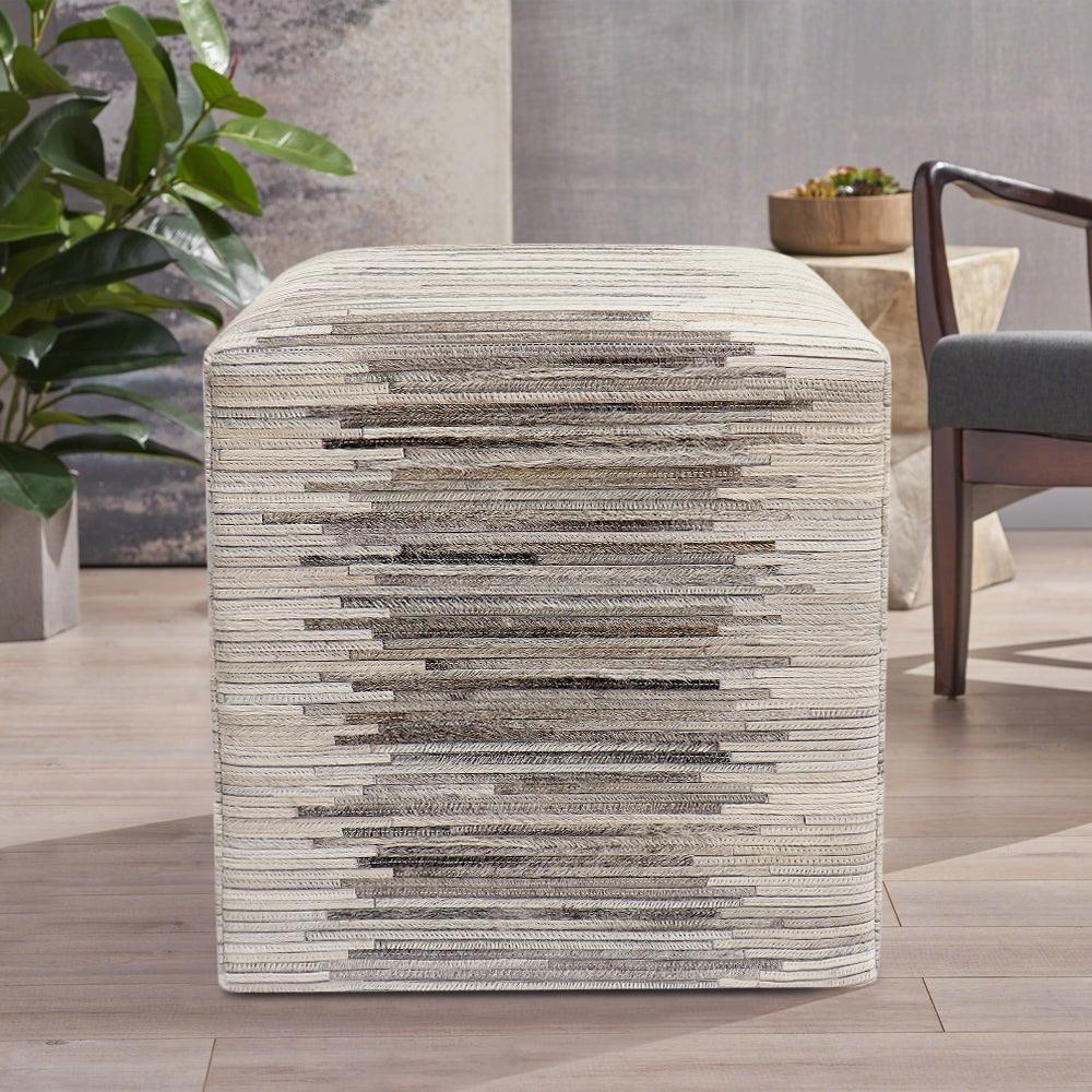 Galaxy Cowhide Cube Ottoman_Stripes