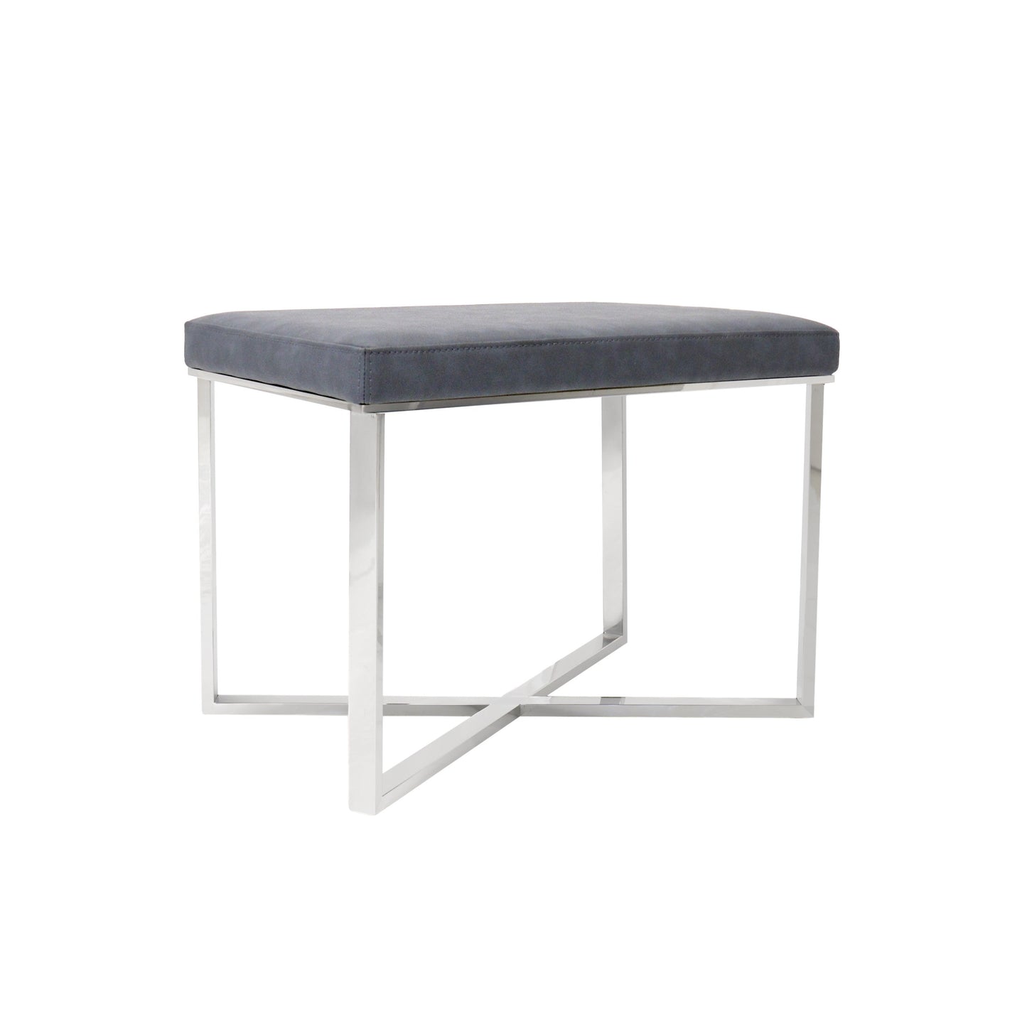 Luxe Faux Leather Stool_Grey