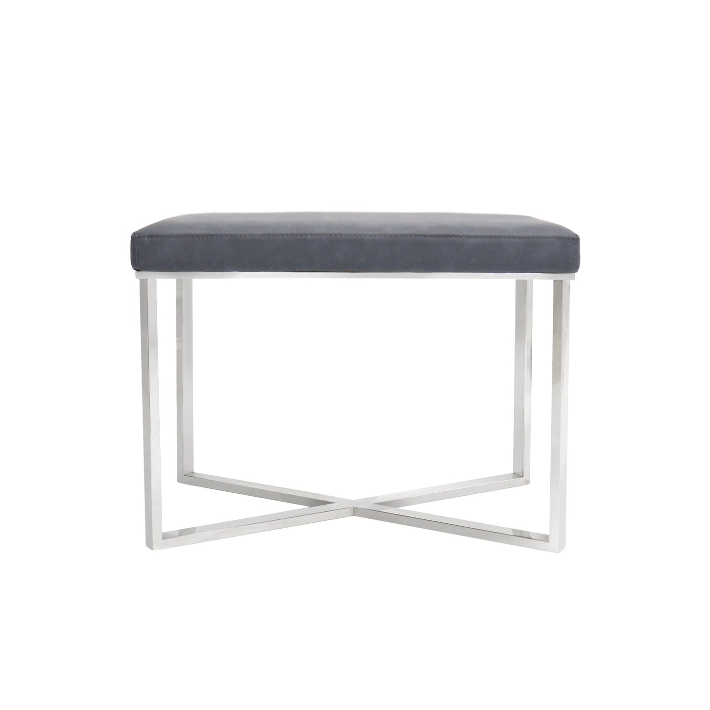 Luxe Faux Leather Stool_Grey