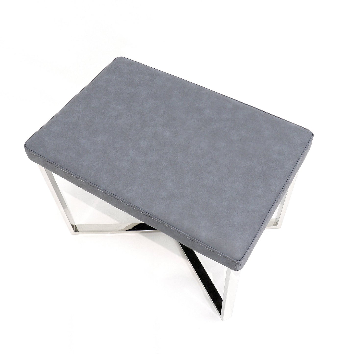 Luxe Faux Leather Stool_Grey