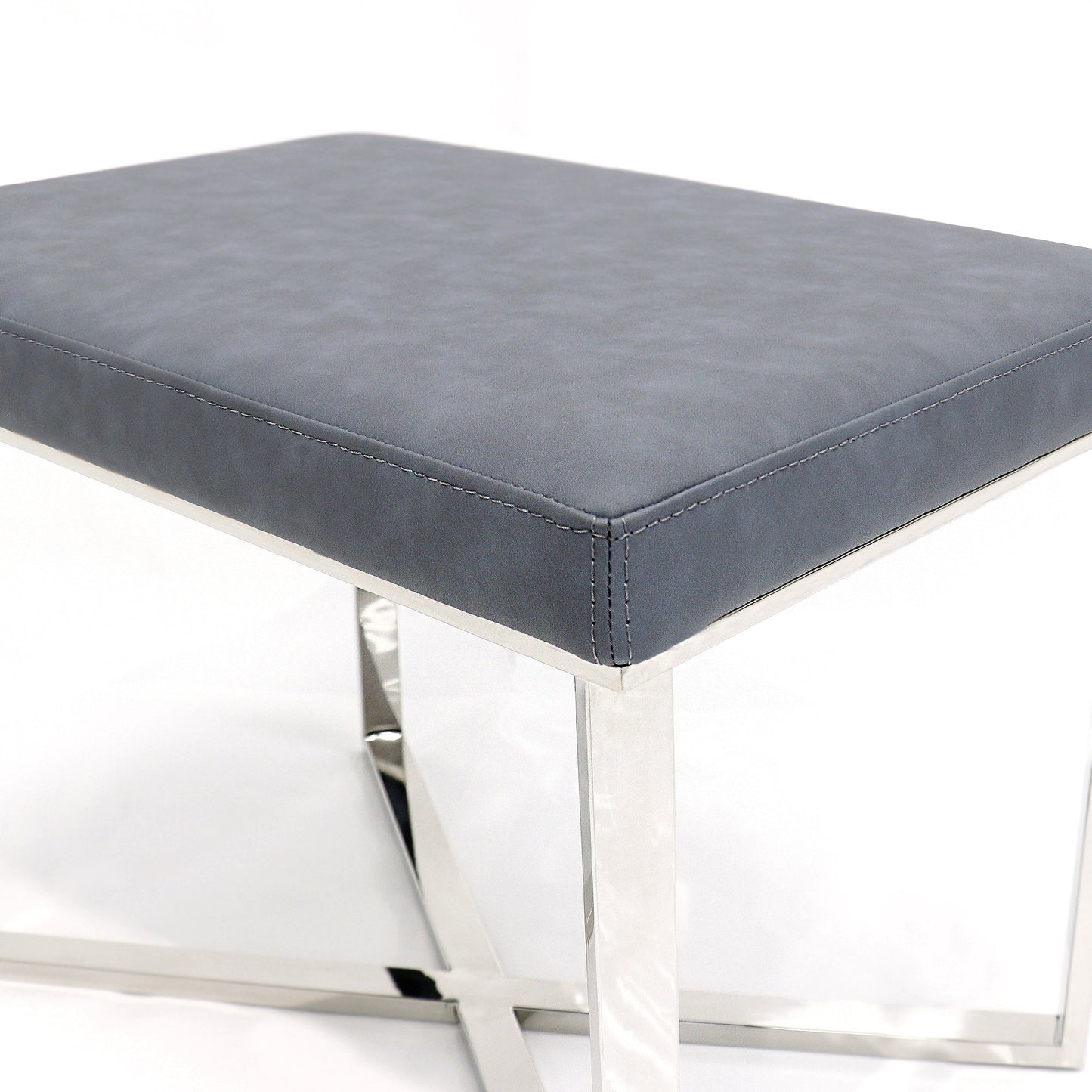 Luxe Faux Leather Stool_Grey