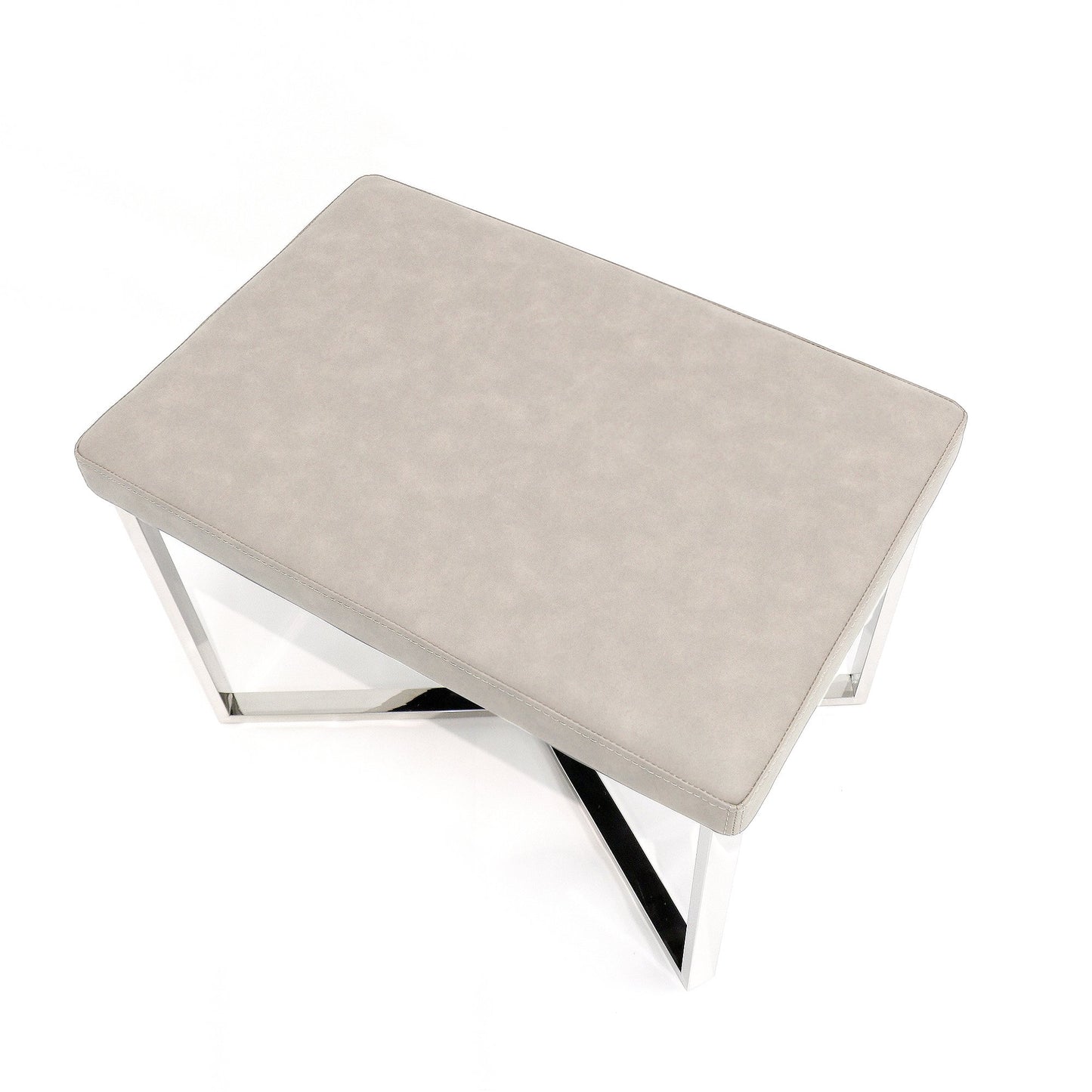 Luxe Faux Leather Stool_Beige