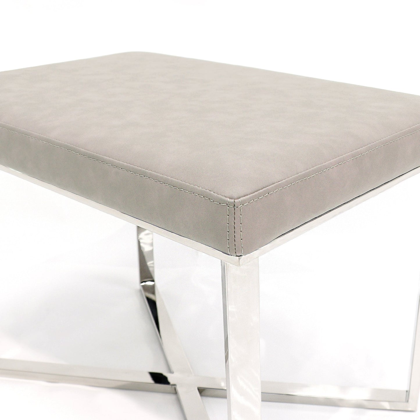 Luxe Faux Leather Stool_Beige