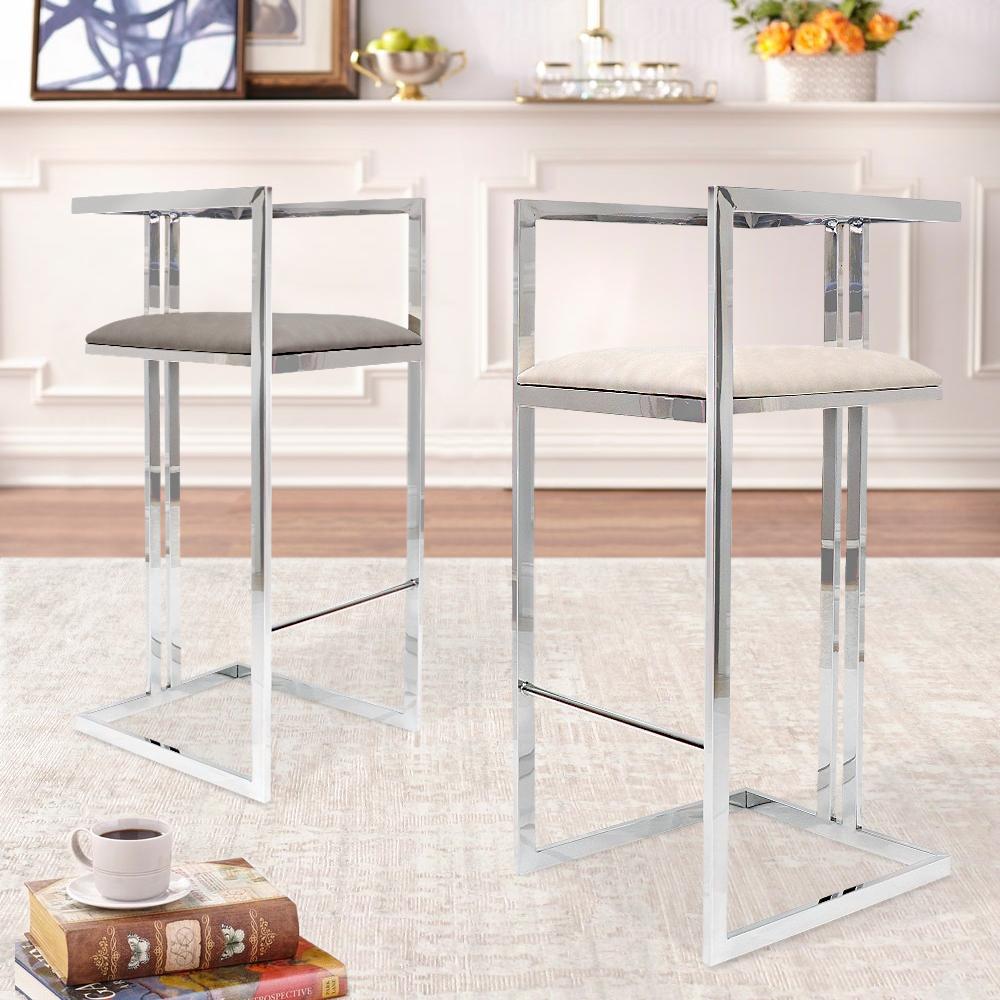 Luxe Faux Leather Stool_Grey