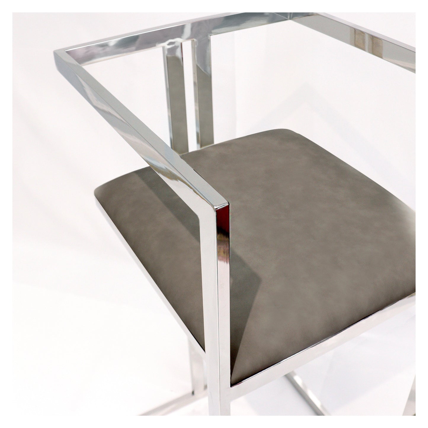 Luxe Faux Leather Stool_Grey