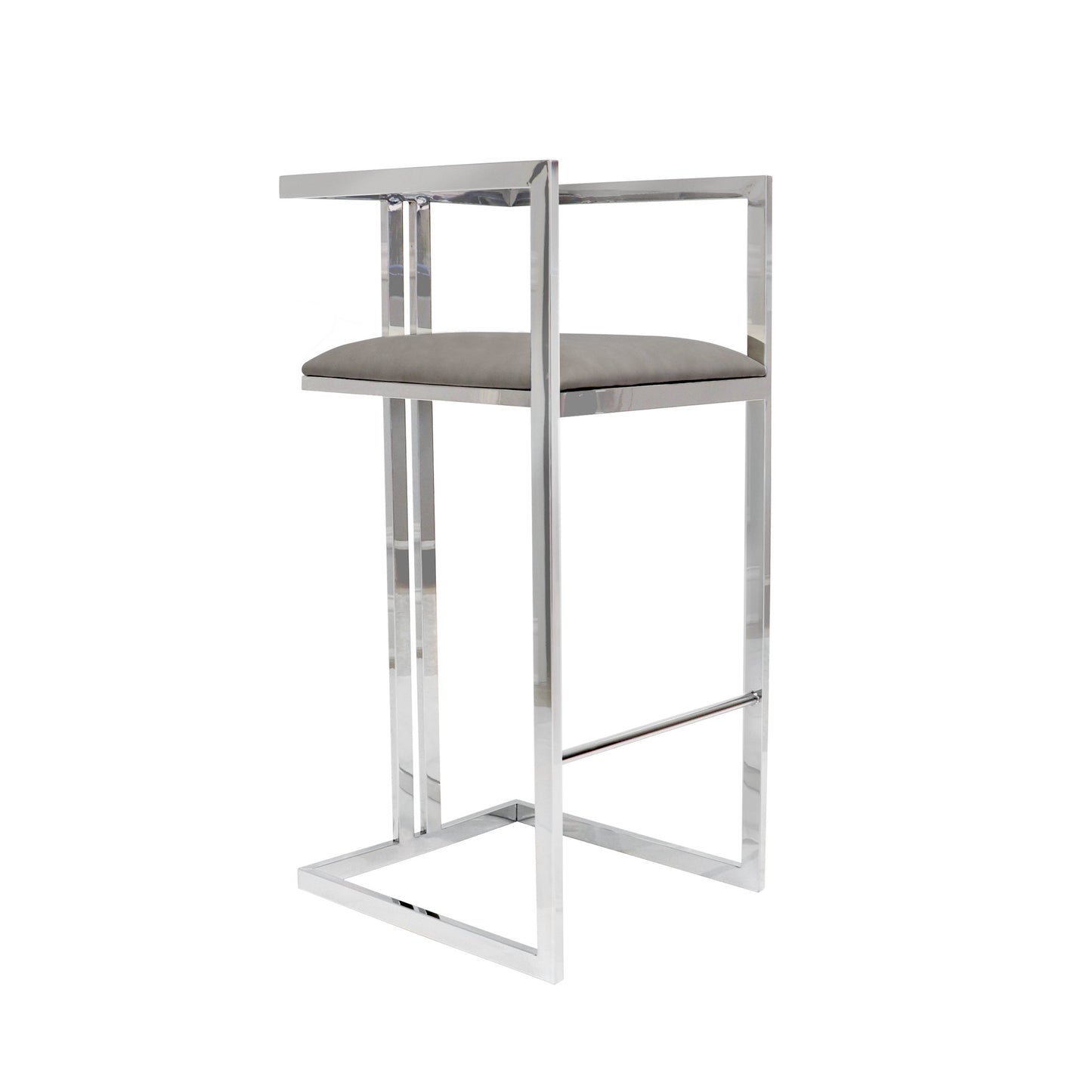 Luxe Faux Leather Stool_Grey