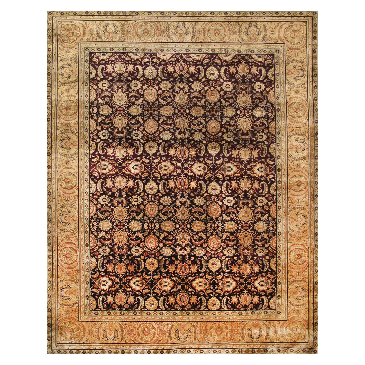 Hand-Knotted Classic Agra Burgundy/Gold Wool Rug