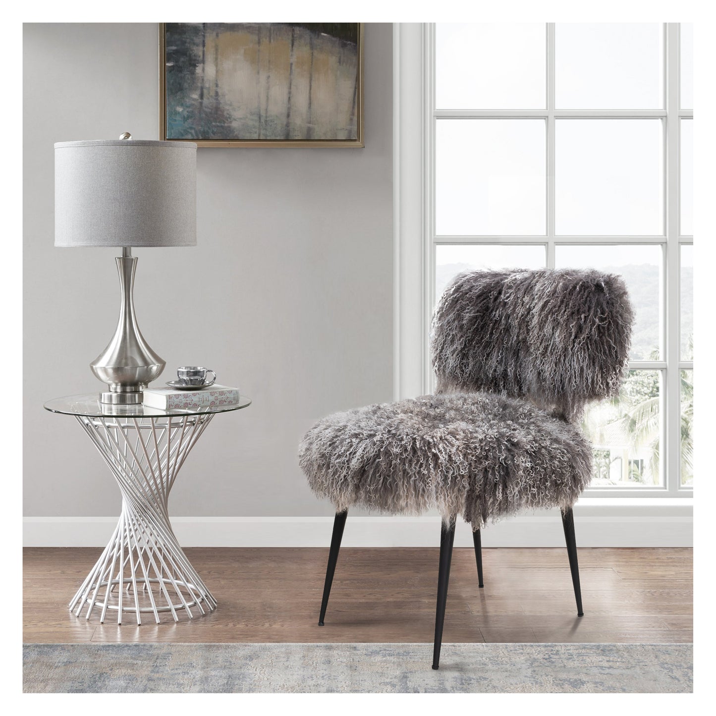 Allesia Fur Chair_Grey