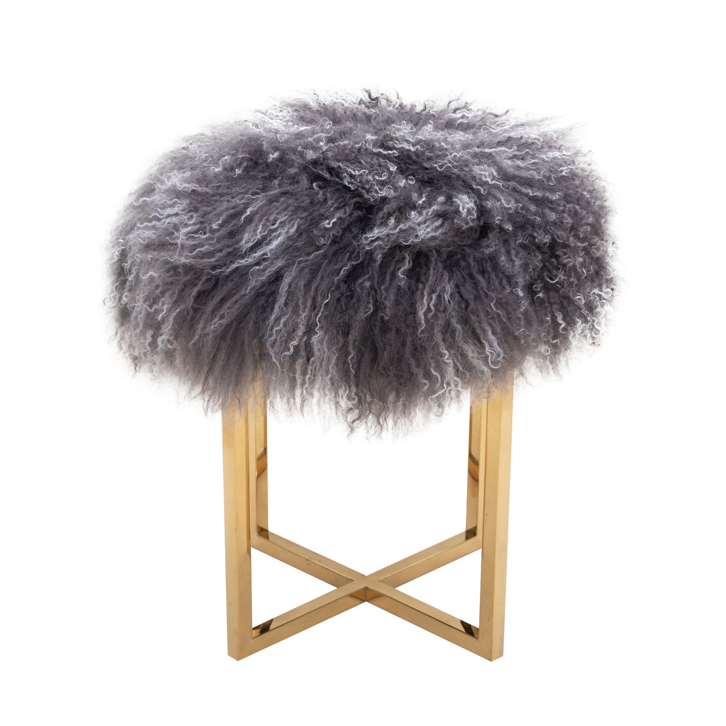 Allesandra Fur Ottoman_Grey