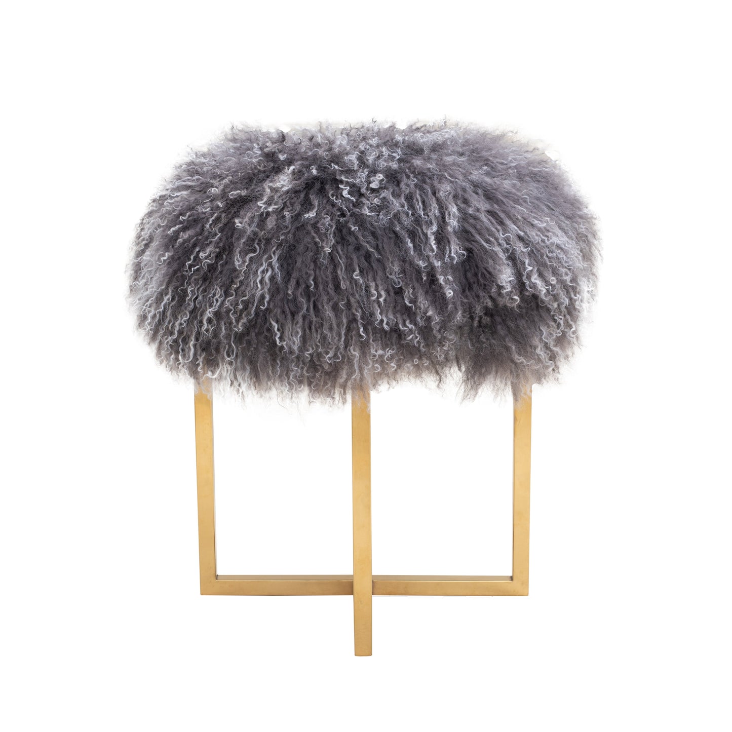 Allesandra Fur Ottoman_Grey