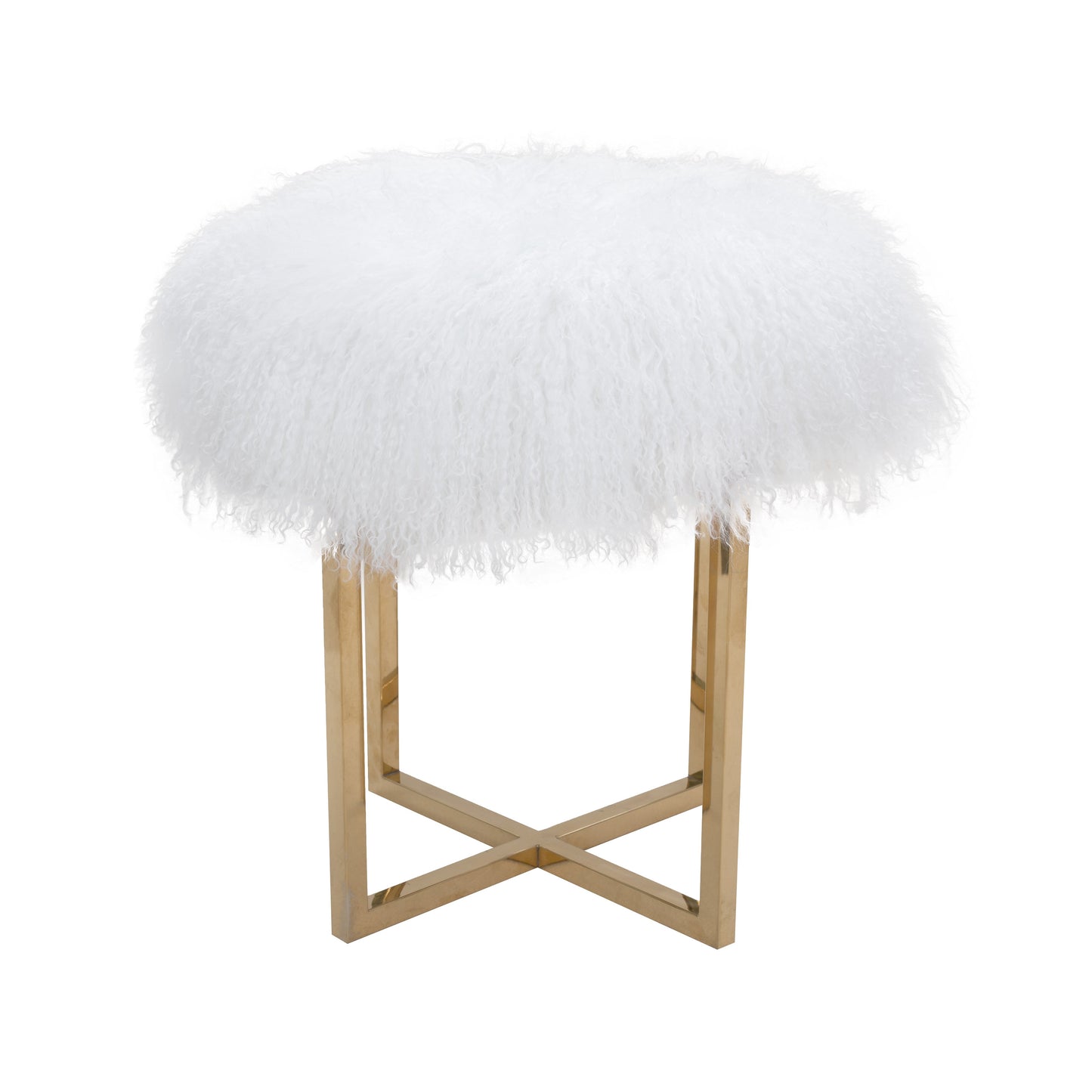 Allesandra Fur Ottoman_White