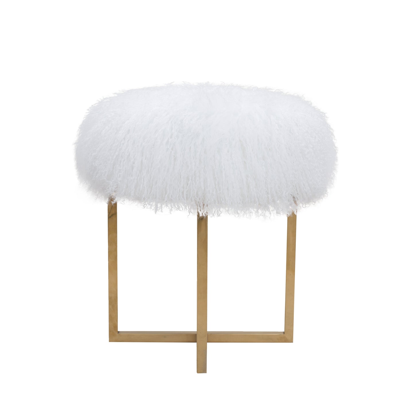 Allesandra Fur Ottoman_White