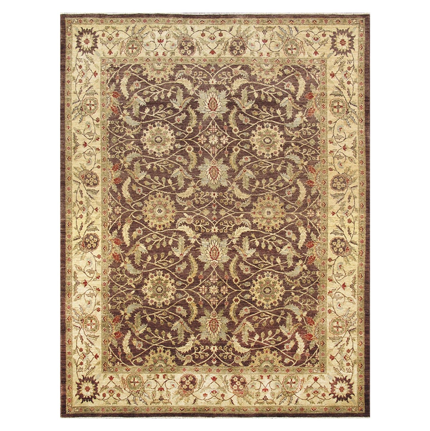 Ferehan Collection Brown/Beige Hand-Knotted Wool Rug