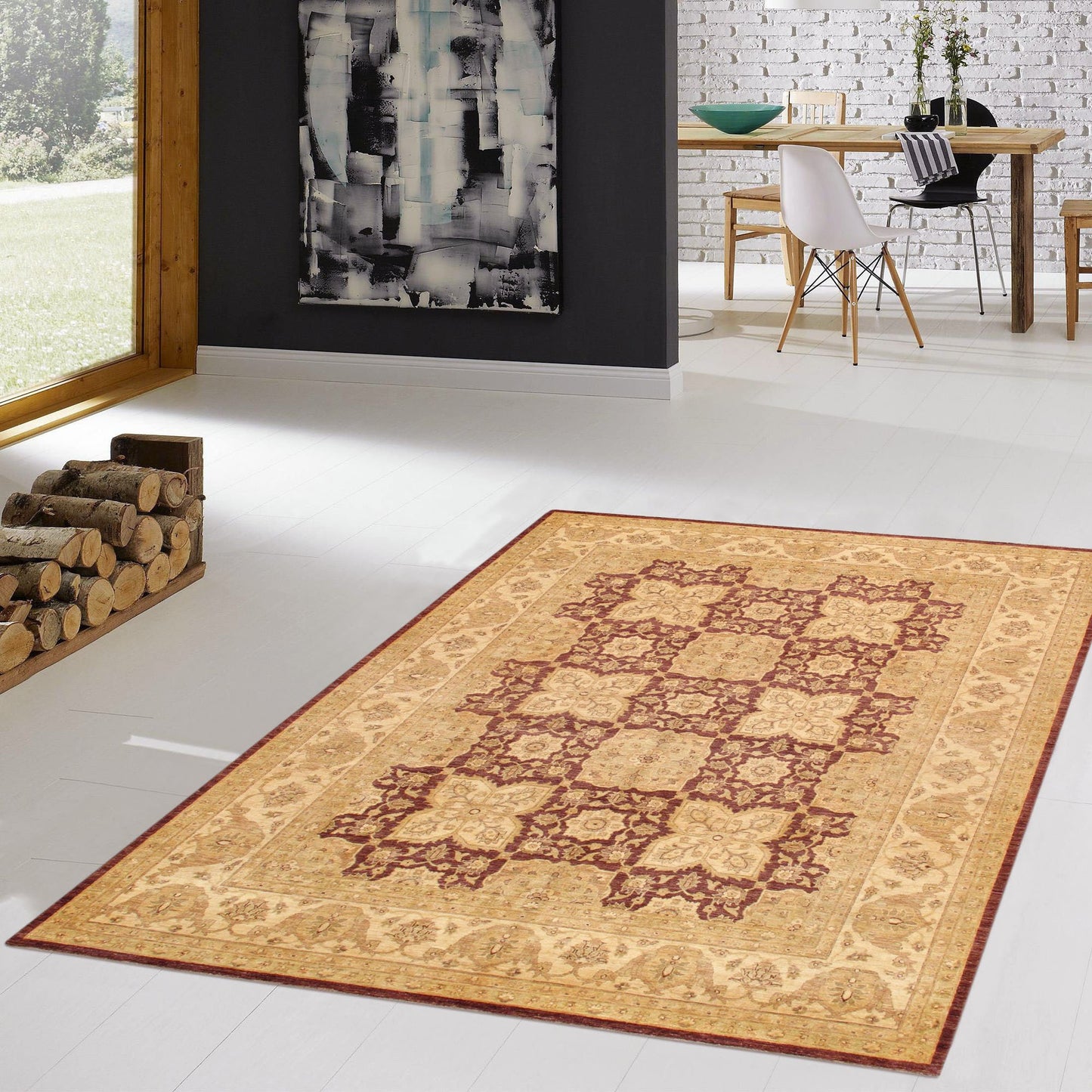 Ferehan Collection Hand-Knotted Lambs Wool Area Rug