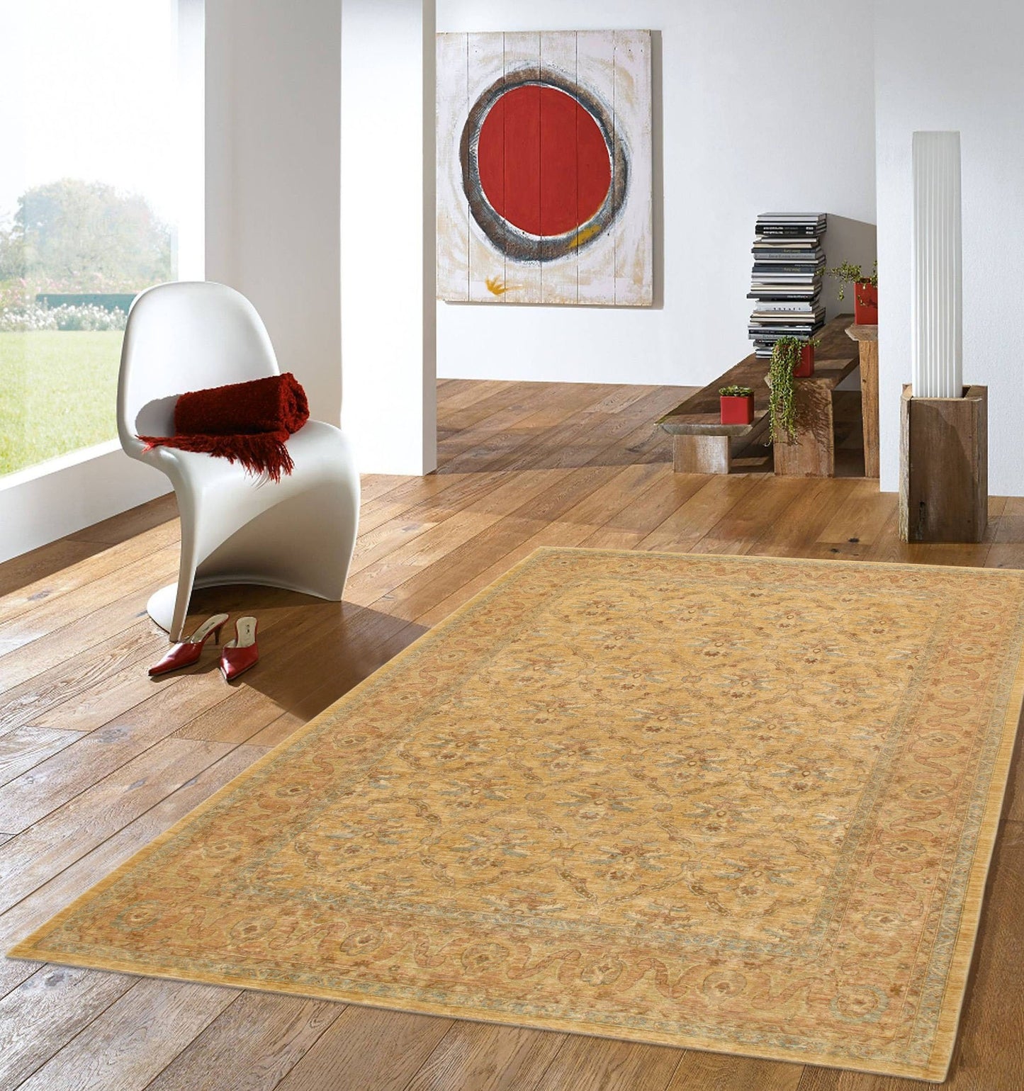 Pasagad Ferehan Collection Hand-Knotted Lamb's Wool Area Rug