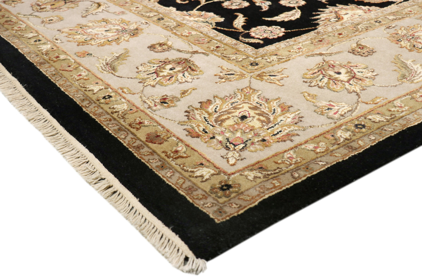 Pasargad Agra Collection Hand-Knotted Silk & Wool Area Rug