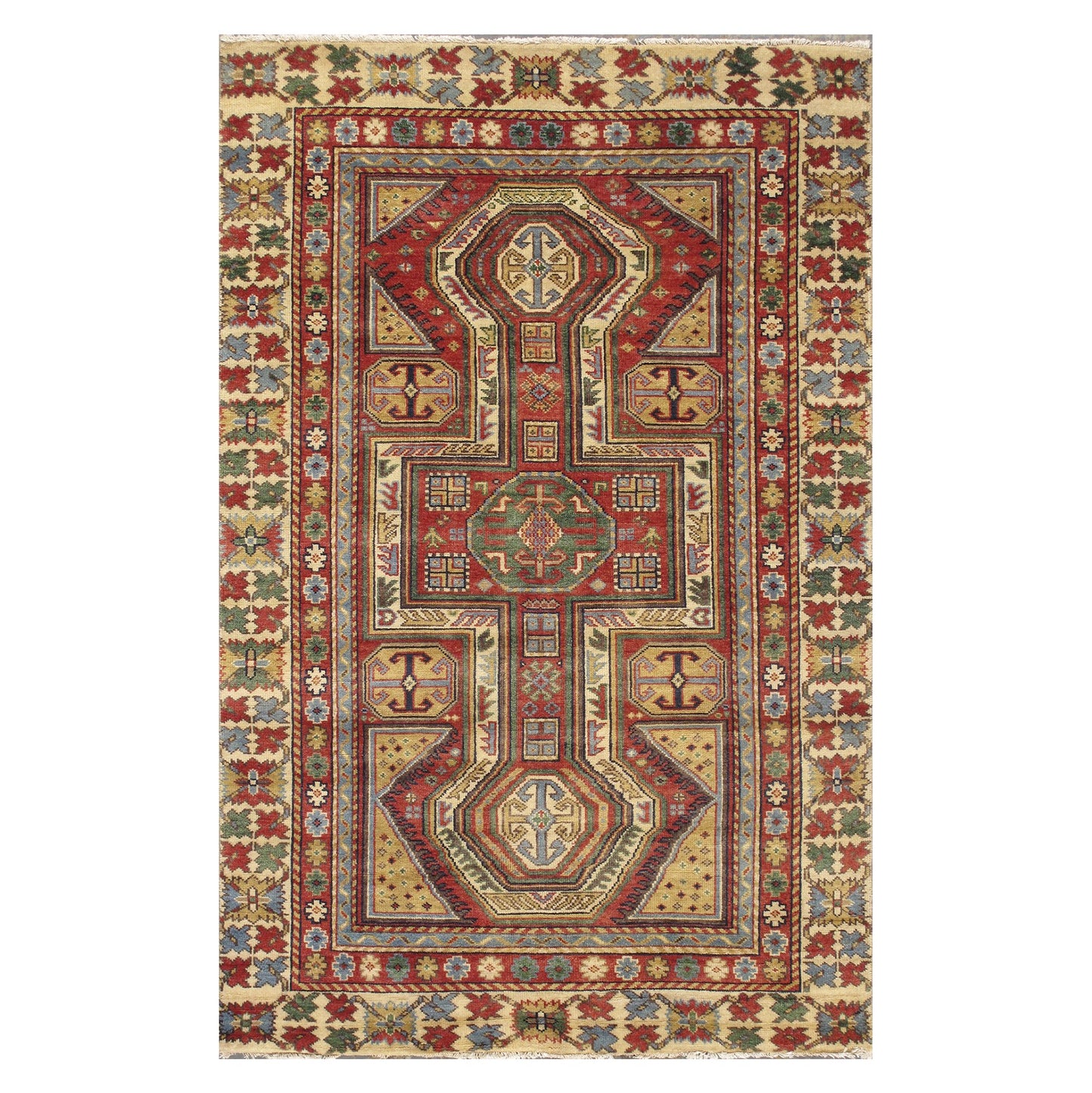 Pasargad Home Kazak Collection Hand-Knotted Wool Area Rug