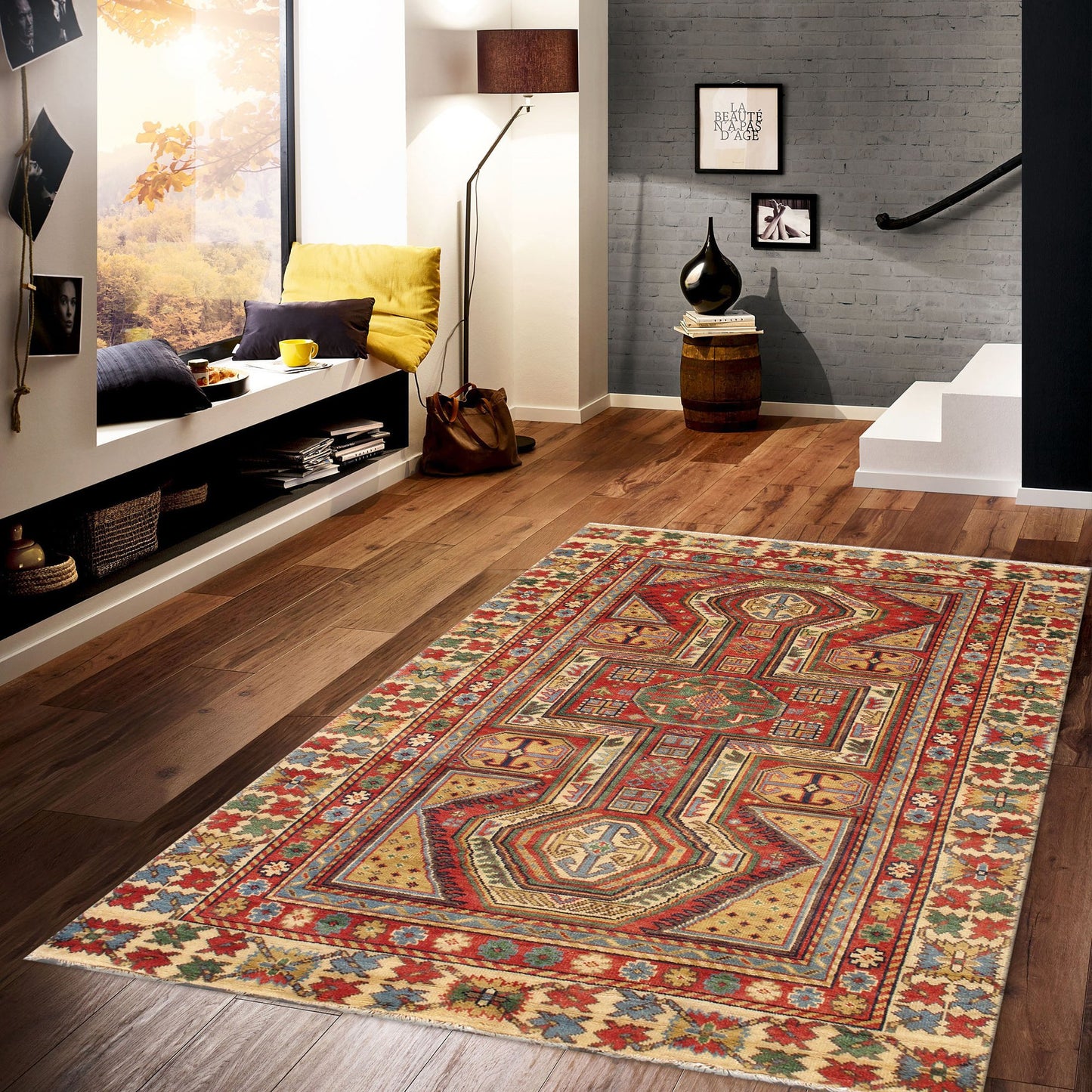 Pasargad Home Kazak Collection Hand-Knotted Wool Area Rug