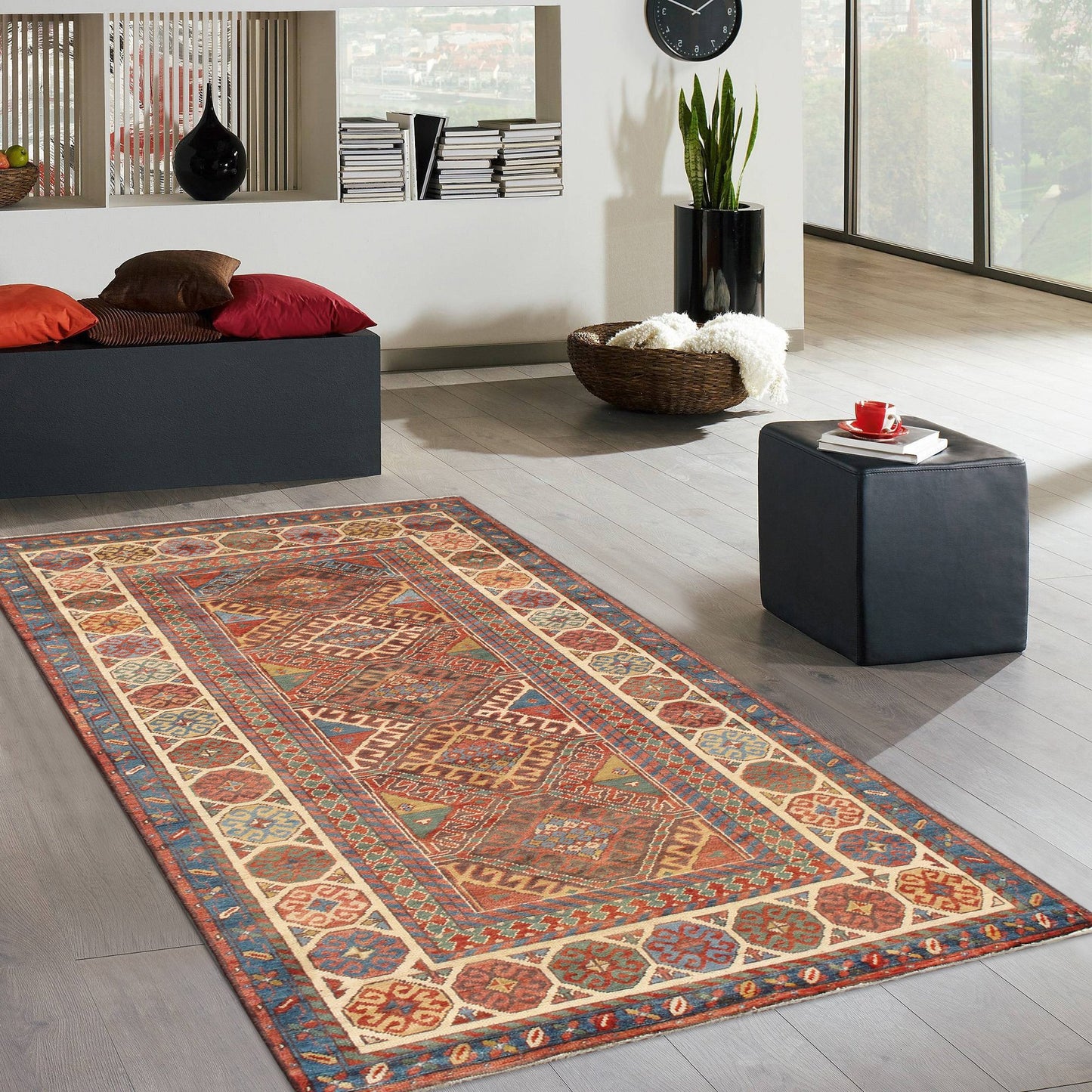 Pasargad Home Kazak Collection Hand-Knotted Wool Area Rug