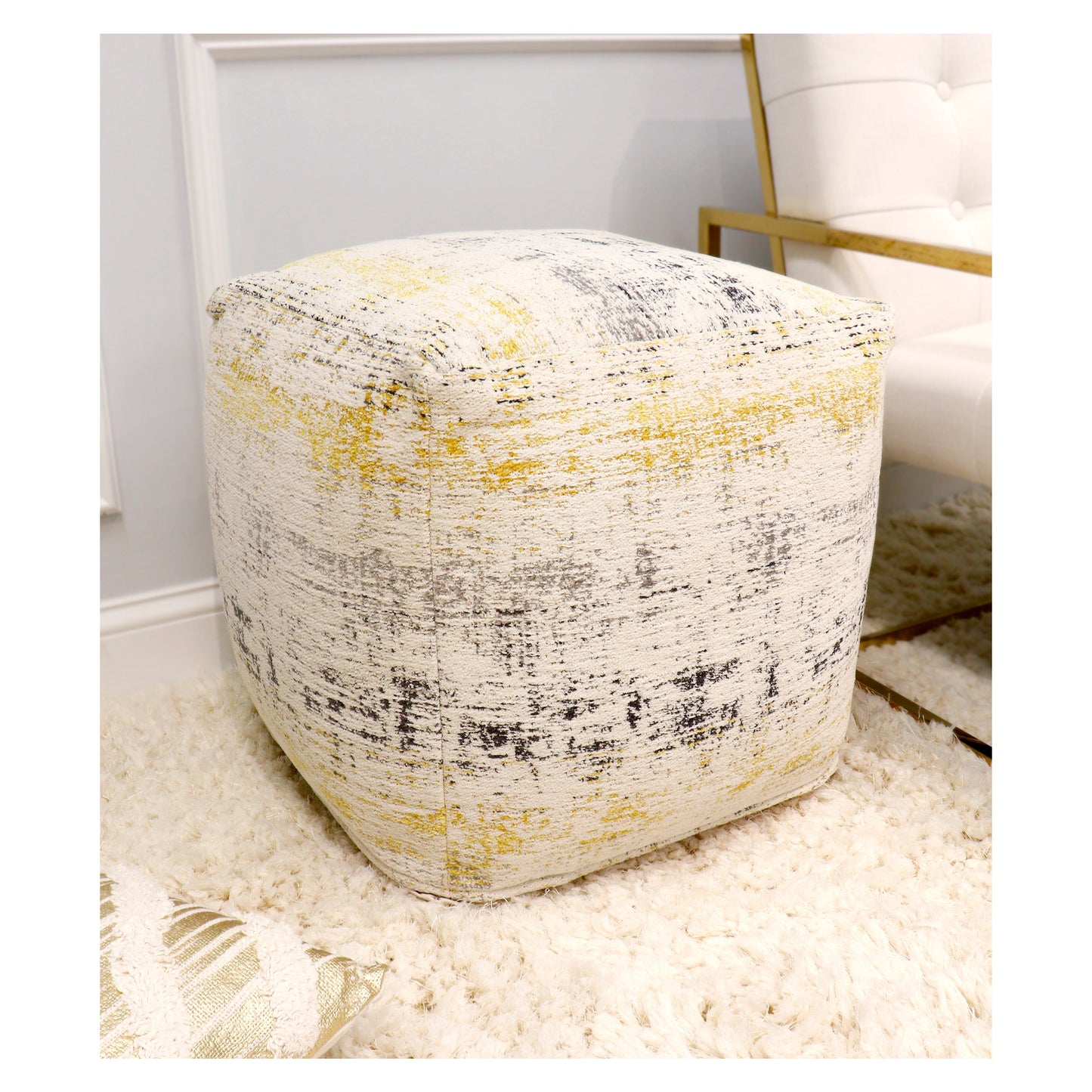 Grand Canyon Distressed Pouf_Yellow