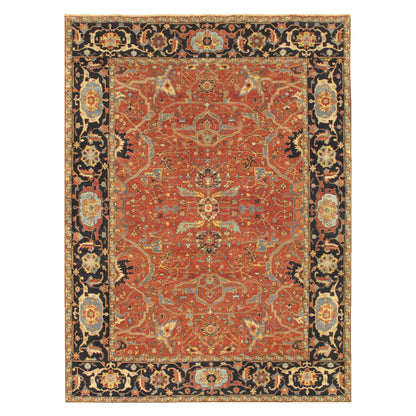 Ferehan Collection Hand-Knotted Rust Lamb's Wool Area Rug