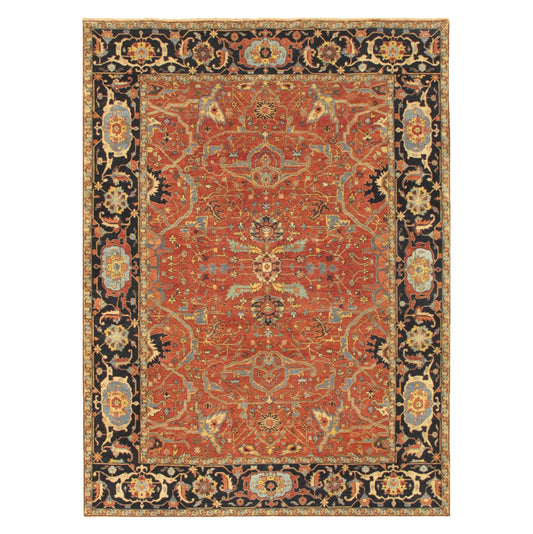 Ferehan Collection Hand-Knotted Rust Lamb's Wool Area Rug