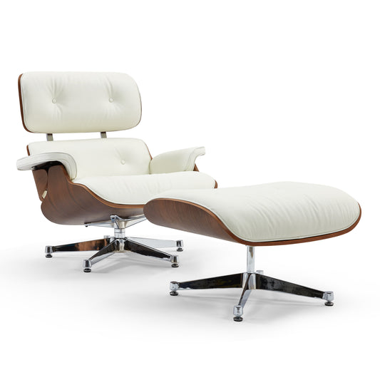 Florence Lounge Chair and Ottoman_White